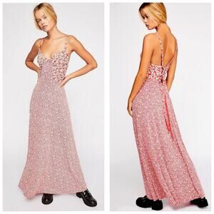 Free People Song Of Summer Daisies Maxi Dress Size XS Pink Floral Boho Jersey